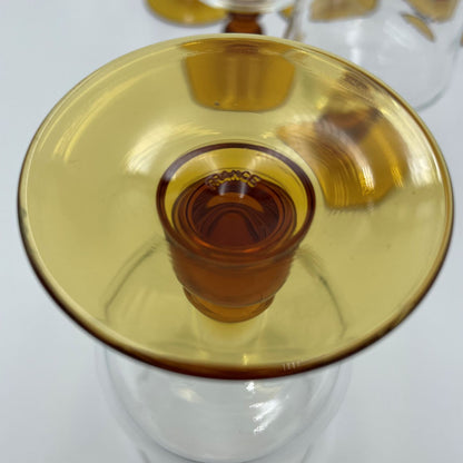 Six Amber Stem Wine Glasses - 12.5cm