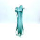 Large Teal Glass Swung Vase - 28cm