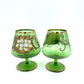 Pair of Green Venetian Murano 24k Gold Goblets - 13cm