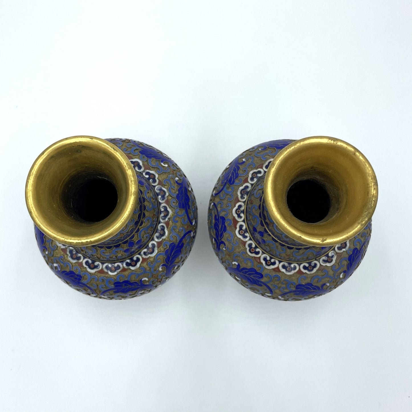 Pair of Large Cloisonne Vases on Stands - 18cm