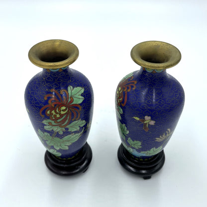 Pair of Cloisonne Vases on Stands - 12cm