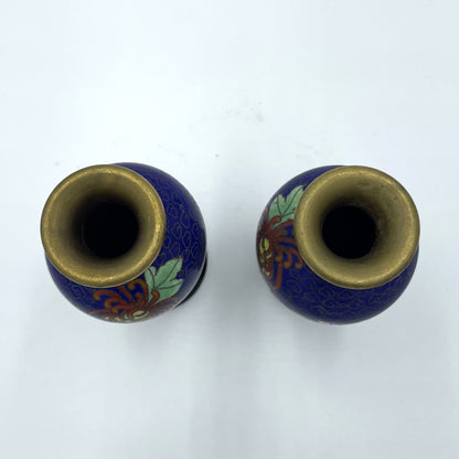 Pair of Cloisonne Vases on Stands - 12cm