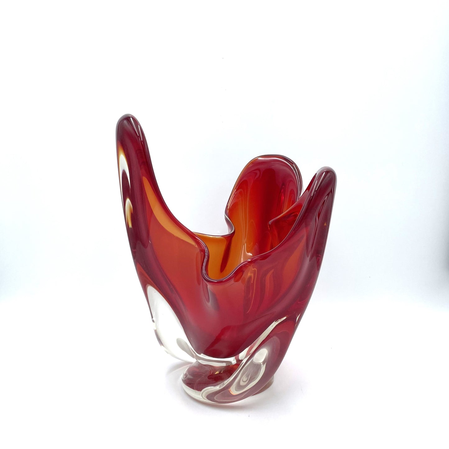 Vintage Red Iwatsu Art Glass Vase - 24cm