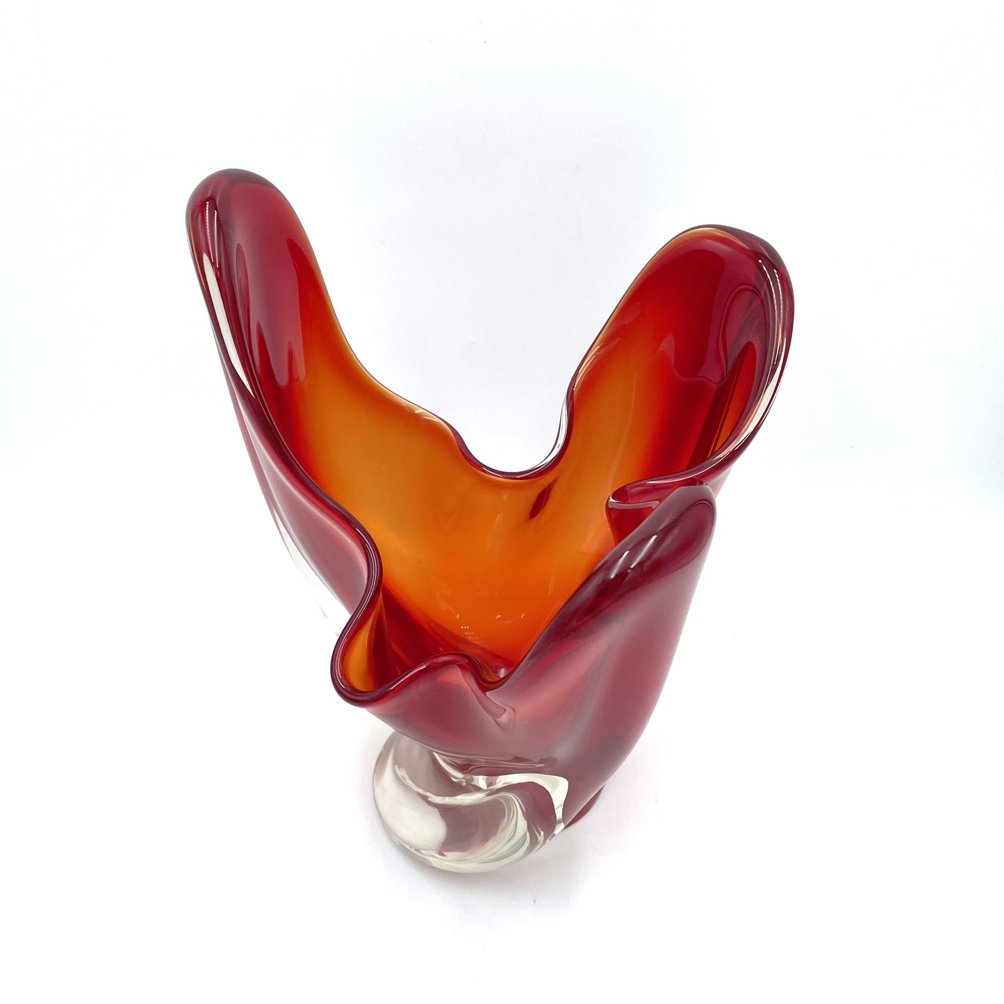 Vintage Red Iwatsu Art Glass Vase - 24cm