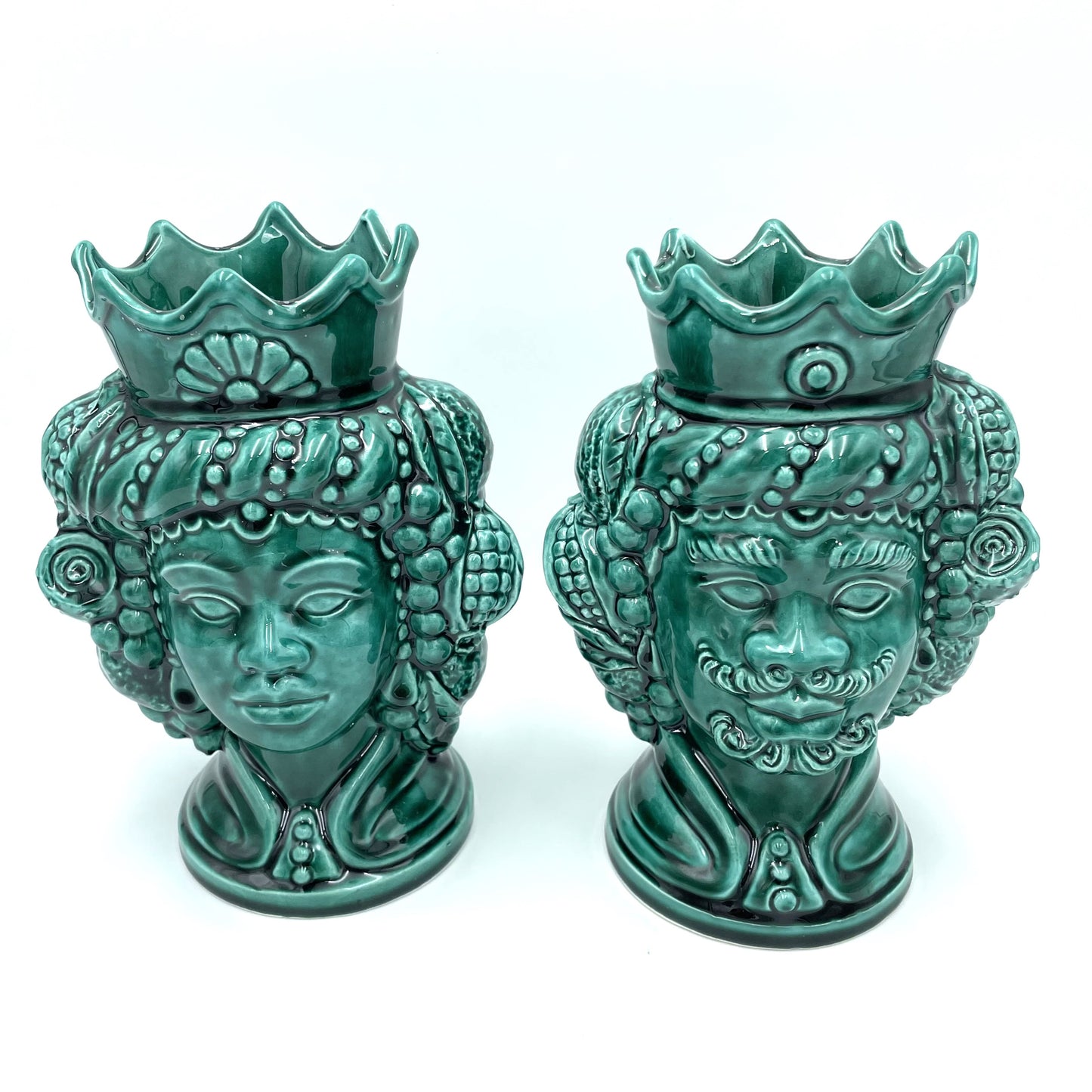 Green Sicilian Head Vases - 20cm