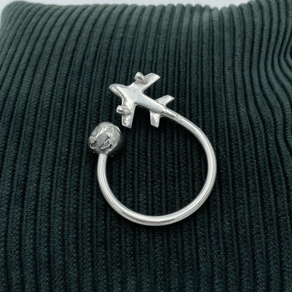 925 World Globe Travel Airplane Keyring - 5cm