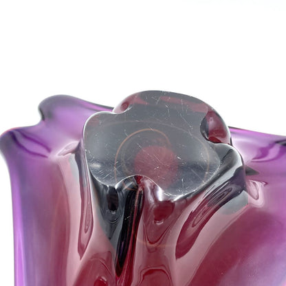 Large Purple Art Glass Bowl Centrepiece - 38cm