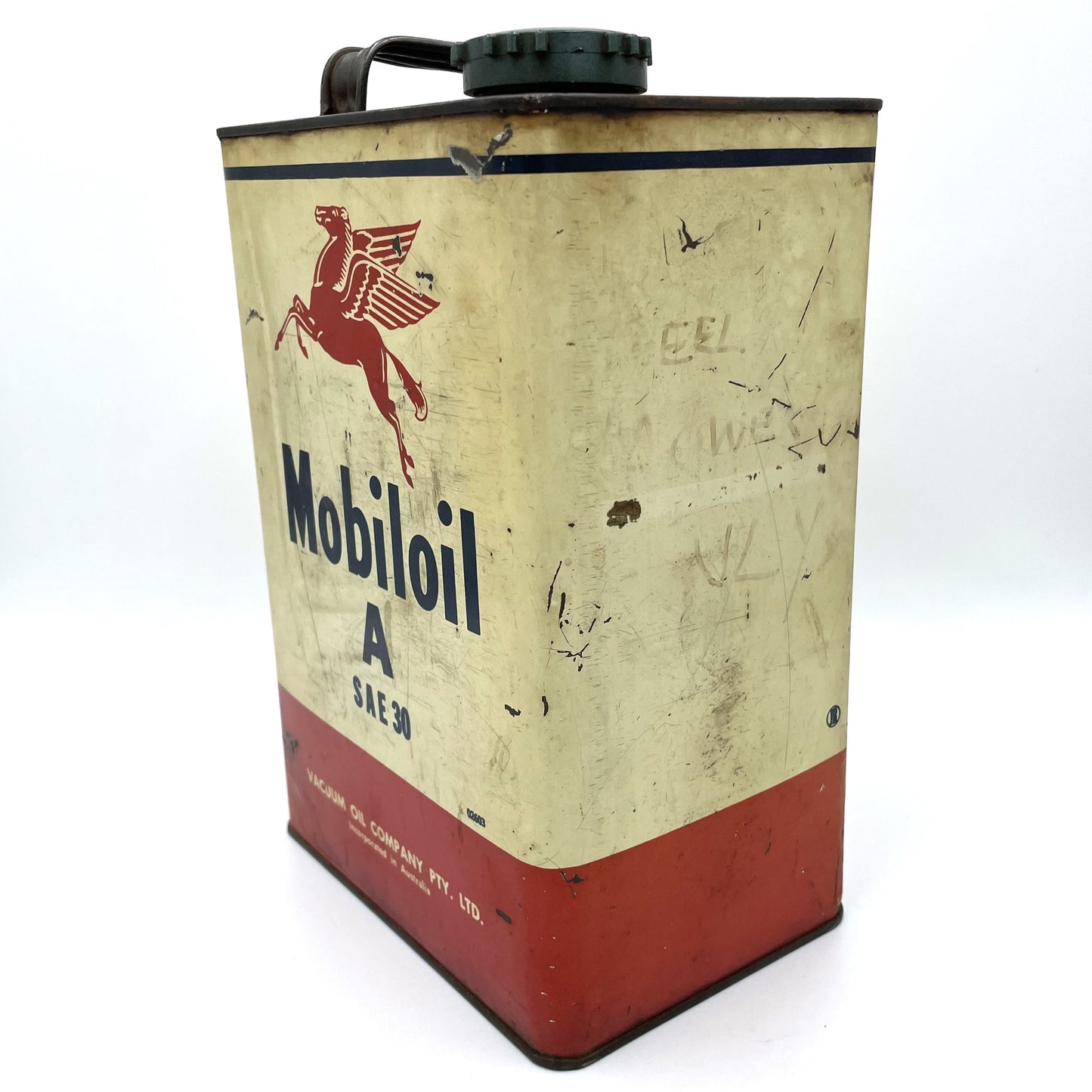 Vintage Mobil Oil/Fuel Tin - 24cm