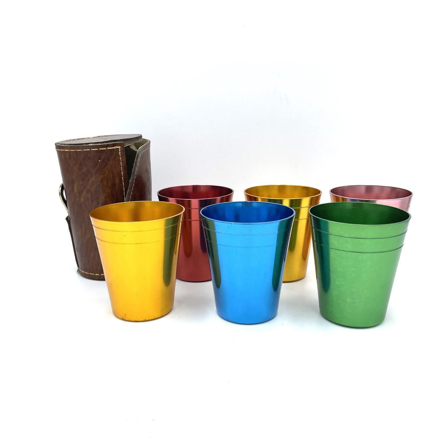 Rare 1960s Australian Set of 6 Anodised Cups in Case