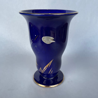 Vintage Beswick Royal Blue Handpainted Vase - 16cm