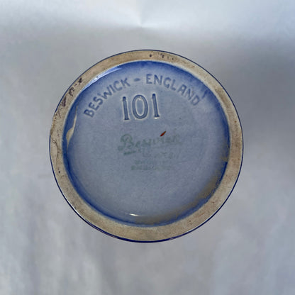 Vintage Beswick Royal Blue Handpainted Vase - 16cm