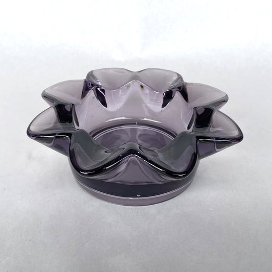 Purple Glass Flower Ashtray - 13.5cm