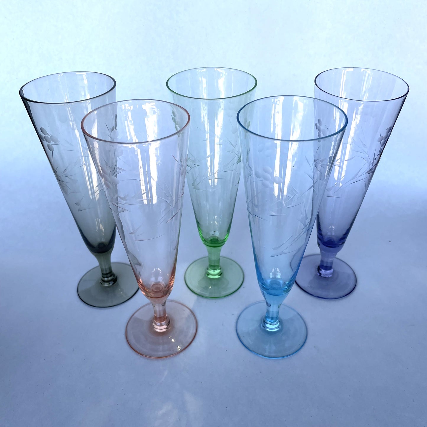 Set of 5 Colourful Pilsner Glasses - 19cm