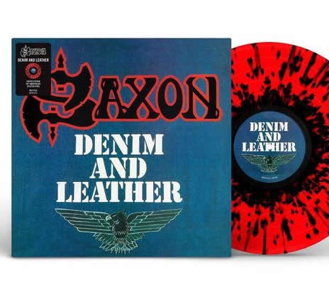 NEW - Saxon, Denim and Leather (Red/Black Splatter) LP
