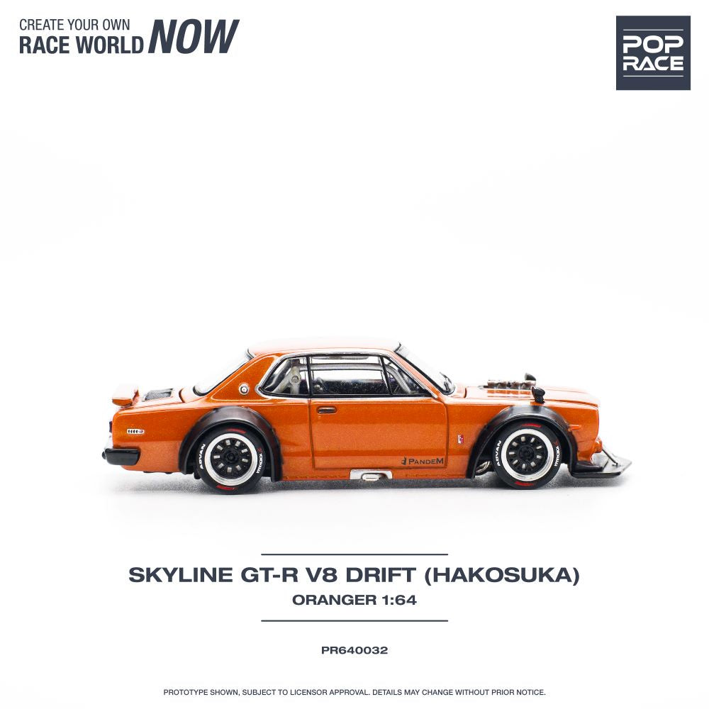 Pop Race - Nissan Skyline GT-R V8 Drift Hakosuka Orange - 1:64 Scale