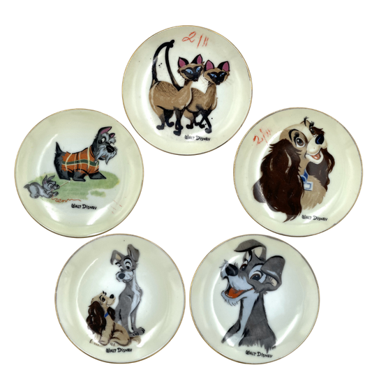 1950s Lady and the Tramp Miniature Plates - 10cm