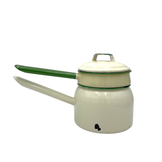 Vintage Yellow Enamel Double Boiler - 19cm